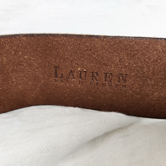 Ralph Lauren Womens Medium Brown Embossed Floral Western Leather Belt - Picture 4 of 9